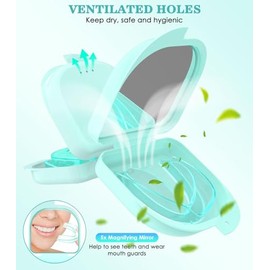 Protector antimolienda, protector bucal para dormir, paquete de 4/2 protectores nocturnos dentales moldeables, 2 fundas protectoras bucales de espejo 
