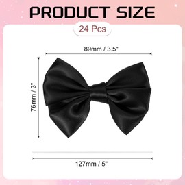 PATIKIL 24 Pcs Ribbon Bows for Gift Wrapping 3.5" Satin Ribbon Bowknot with Twist Ties for Crafts Treat Bag Bridal Shower Thanksgiving Wedding Decor, Black