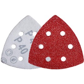 YoiYee 40 Grit Delta Sanding Sheet, Hook and Loop Triangle Sandpaper Pad, Sand Paper Disk, 6 Holes, 93 x 93 x 93mm, 20 Pack