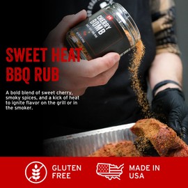 PS Seasoning Cherry Bomb Dry Rub - Sweet Heat BBQ Seasonings and Rubs for Smoking, Grilling, Baking - Smoky Cherry Rub - BBQ Rubs and Spices for Grilling Ribs, Pulled Pork, Chops, Salmon, Wings, 5oz