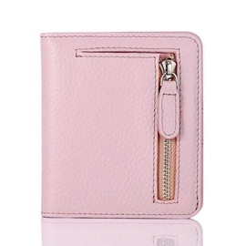 FUNTOR Leather Wallet for women, Ladies Small Compact Bifold Pocket RFID Blocking Wallet for Women, Pink