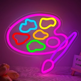 Cheunyar Paint Palette Neon Sign Art Classroom Decor Artist Palette Led Neon Sign Painting Room Decoration Studio Room Neon Lights Up Sign for Aesthetic Operated Gift for Painter
