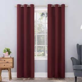Sun Zero Easton Energy Saving Blackout Grommet Curtain Panel, 40" x 95", Wine Red