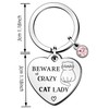 QMVMV Funny Cat Keyring Gifts Animal Lover Gift Beware Crazy