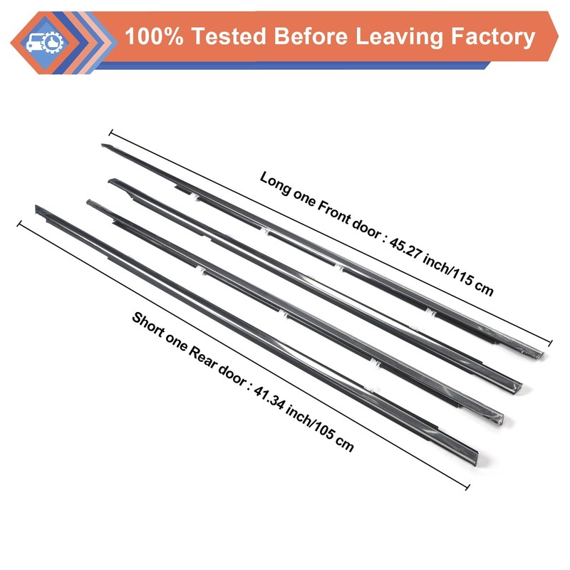 ZONFANT 4 Pcs Car Outer Door Window Moulding Trim Weatherstrip
