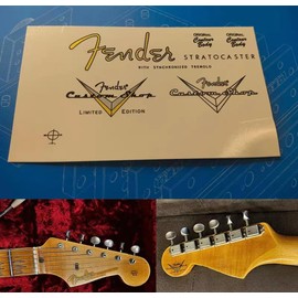 2PCS Suitable For Fender Custom Shop Electric Guitar Head Logo Water Transfer Printing Trademark Sticker, RemovableFilm (ST56-ST57)