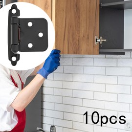 Colcolo 10Pcs Cabinet Door Hinges Self Closing Hinge Semi Concealed Easy to Install Replacement Versatile Door Hardware Accessories, Black