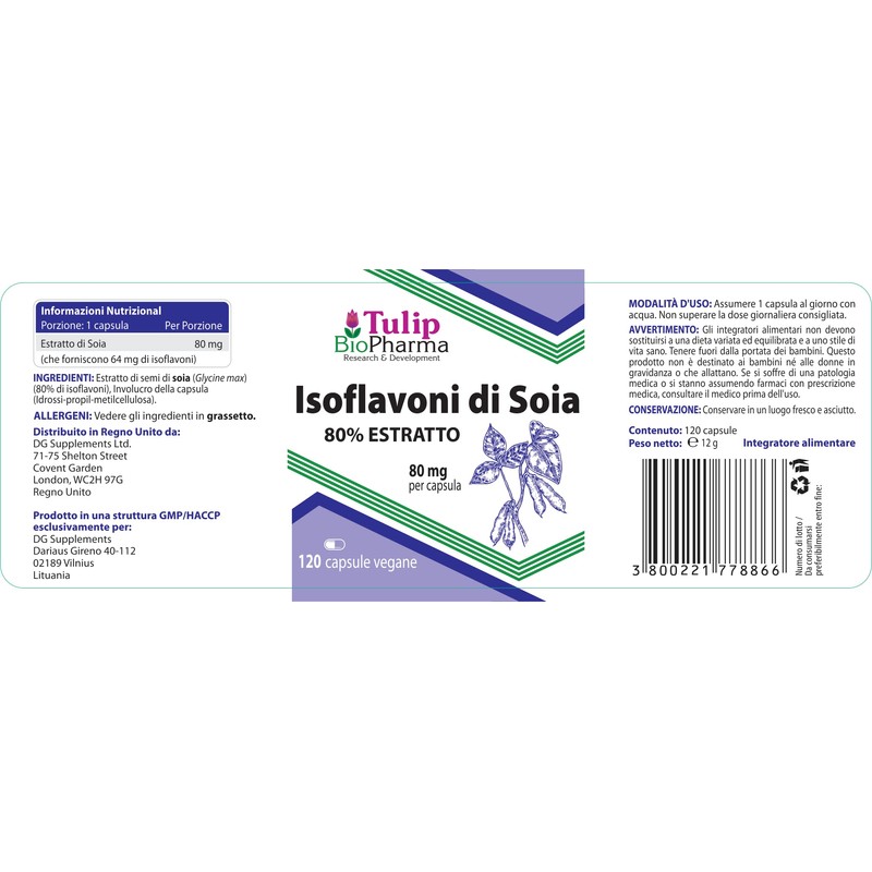 SOYA Isoflavones 80% Extract 120 Capsules, 3rd Party Lab Tested,