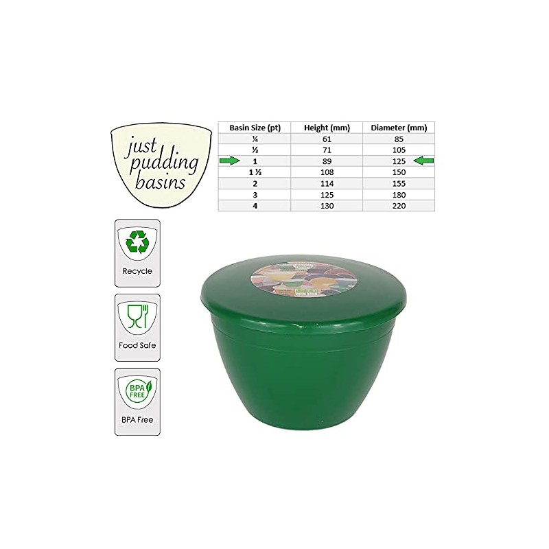 Pack of 6 Plastic Pudding Bowls with Lids - Emerald
