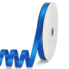 Double Face Satin Ribbon 1/2 inch x Continuous 55 Yards Polyester Ribbon for Gift Wrapping Weddings Party Decorations Bows Hair Bow Floral Bouquet Arrangement and More (Royal Blue)