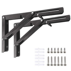 Folding Shelf Brackets 30cm, 2pcs Heavy Duty Metal Collapsible Shelf Brackets & Supports, Folding Brackets Wall Mounted Space Saving DIY Folding Hinge for Home, Kitchen, Office, Wall, Table