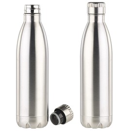 Rosenstein & Söhne Kühlflasche: 2er-Set Doppelwandige Vakuum-Isolierflaschen aus Edelstahl, 750 ml (Trinkflasche Edelstahl, Isoflasche, Getränkehalter)