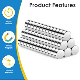 Wzone 6x3mm Small Magnets, 80 Pack Strong Fridge Magnets Mini Round Magnets for Office, Crafts, Whiteboard, Miniature Model, Photos and DIY