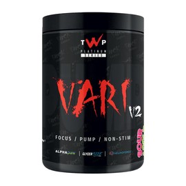 TWP Nutrition Platinum Series VARI V2, Non Stim Focus and Pump Pre Workout, 580g and 20 Servings, 4 Great Flavours (Strawberry Pineapple)