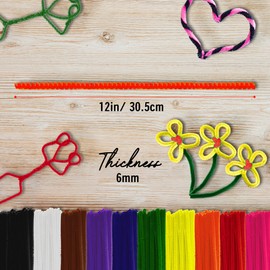 Pipe Cleaners- 100Pc. Pipe Cleaner Yellow Pipe Cleaners-Chenille Stems, Pipe Cleaners Craft, Fuzzy Sticks Great Craft Supplies DIY Art & Craft Projects| 6mm x12 inch
