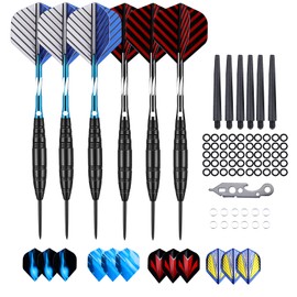sanfeng Pro 23 Grams Steel Tip Darts Set for Dart Board with Aluminum Shafts + 18 Flights + 50 Rubber O-rings + Dart Tool + Extra Nylon Shafts +12 Spring Rings + Storage Case