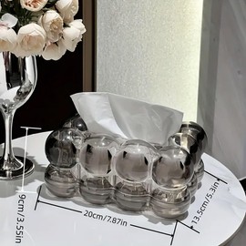 AIMALL Nordic Acrylic Tissue Box, Luxurious Transparent Design, 7.9" x 5.3" x 3.4", Elegant Coffee Table and Living Room Decor