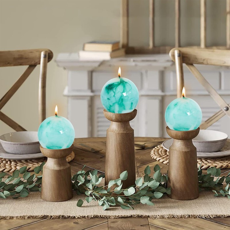 MAITREYA Tie dye Rustic Round Pillar Candles-Unscented Decoration Candles Set