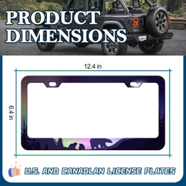 HCSS Aurora Polar Bear License Plate Frame,Night Sky Forest Nature Stainless Steel License Plate Holder Cover Car Accessory, Rust-Proof Waterproof Car Decorative Tag Frames for Standard US 12x6 Inch