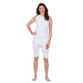 4Care Care Body Suit for Men and Women, Short Leg and Zip in the Back, White, L