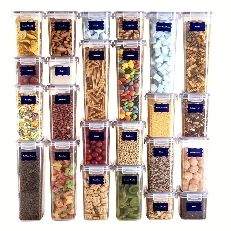 Food Storage Container Label with Pen, 36pcs/set Waterproof Self Adhesive