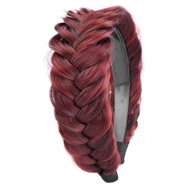 BOBIYA Wide Braided Headband with Teeth Braid Headbands With Teeth for Women Braided Hair Headbands with Tooth (Burgundy)