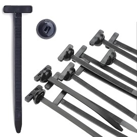 100pcs Nylon Universal Cable Tie Buckle Black Cable Zip Ties Rivet Self Locking Fastening Zip Strap Plastic Automotive Clips for Bumper, Fenders (100)