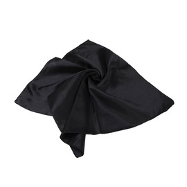 TrendsBlue Elegant Silk Feel Solid Color Satin Square Scarf, Black