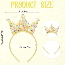 DSLSQD 12 PCS Princess Crowns Headband,Glitter Headbands Crown,Sequin Crown Headband,Princess Tiara,Crowns Hair Accessories for Girls Women Birthday Party Wedding Prom Jewelry Cosplay Gifts