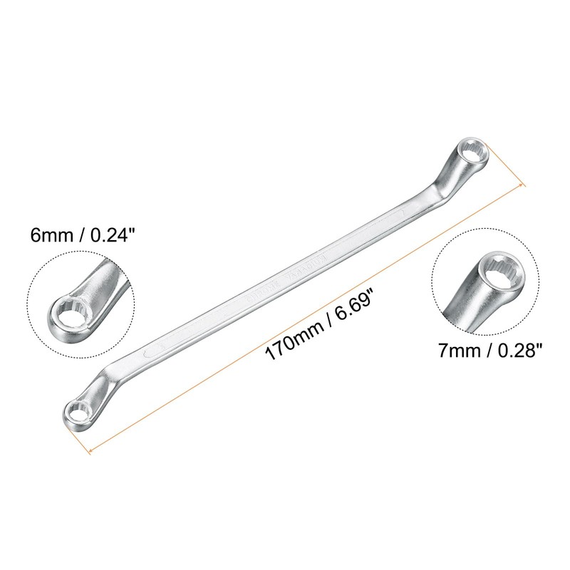 sourcing map Offset Extra Long Box End Wrench 6 x