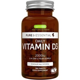 Pure Essential 퓨어 에센셜 데일리 비타민D3 2000iu 1년 공급 채식 365 작은 정 Pure Essential Daily Vitamin D3 2000iu 1-Year Supply Vegetarian 365 Small Tablets