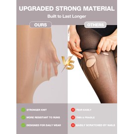ARMOROSE Indestructible Tights for Women, Rip Resistant Durability T-Crotch Pantyhose Semi Sheer High Waist Stockings