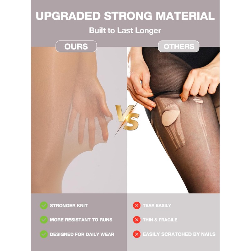 ARMOROSE Indestructible Tights for Women, Rip Resistant Durability T-Crotch Pantyhose