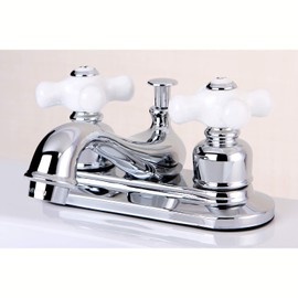 Elements of Design EB601PX Procelain Center Lavatory Faucet with Porcelain Cross Handle, 4", Polished Chrome