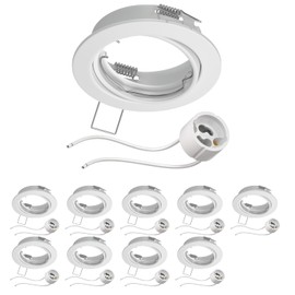 ledscom.de FERE Ceiling Mounting Frame White Swivelling (LED/Halogen/GU10/MR16/PAR16/50 mm) Including GU10 Socket Pack of 10