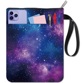 craspire Book Cover with Zip Stars in Space Waterproof Canvas Bag Double Sided Covers for Book Lovers Hardcover Notebook Bible Diary Textbooks Paperbooks Students