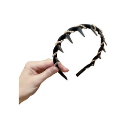 Yuguocly Vintage High Cranium Artificial Pearl Hairband, non slip head bands for women's hair, braid headbands for Wedding Party Hair Hoop Band Headwear for Bride (Black, One size)