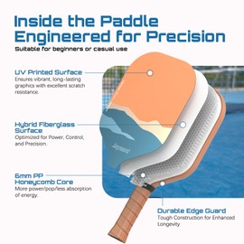 Joysent Pickleball Paddles Fiberglass Pickleball Racket Set of 2 with Pickleballs, Lightweight Rackets & Honeycomb Core for Men Women Beginners and Intermediate Players