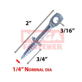 2" Eye Lag Self Tapping Drilling Point Dura-Screws Zinc (Qty 200)