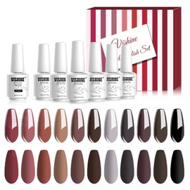 Vishine UV Nail Polish Gel Nail Gel Set 12 x 8 ml Glitter Gel Nail Polish Kit Gel Polish Colour Gel Set for Nail Design Gift Set UV LED Cure Nude Grey for Nail Art Manicure