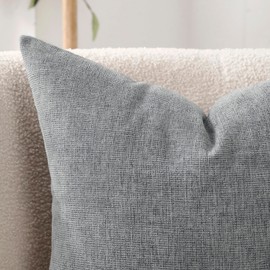 Jepeak 26x26 Inch Chenille Throw Pillow Covers Set of 2 Soft Decorative Farmhouse Euro Shams Cover Square Cozy Concise Cushion Cases for Sofa Couch Bed Home Decor, Grey