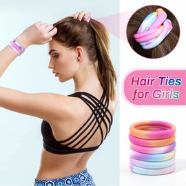 54Pcs Hair Ties for Girls and Women, Nylon Hair Elastics Hair Bands Ponytail Holders Soft Hair Ties No Damage for Girls Thick Straight Curly Hair Multi-colored