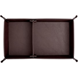 HIGH FIVE Rectangular Leather Tray with Dividers, Tray Organizer, PU Leather Accessory Jewelry Box for Watches, Rings, Car, Smartphone, Keys, Dark Brown