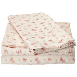 Amrapur Microfiber Sheet Set | Luxuriously Soft 100% Microfiber Rose Printed Bed Sheet Set with Deep Pocket Fitted Sheet, Flat Sheet and 2 Pillowcases , 4 Piece Set, Queen