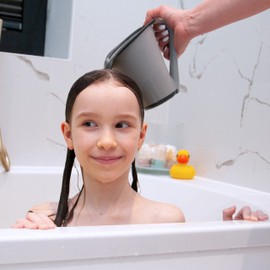 FRESH FROG - Plastic Bath Cup (800ml, 27 fl Ounce) Waterfall Rinser, Made in USA (Grey)