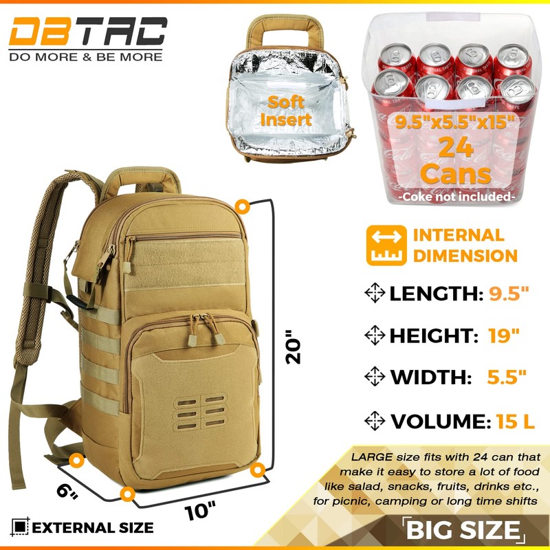 DBTAC Tactical Lunch Backpack, Large Lunch Cooler for Men Women