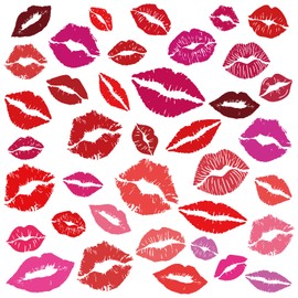 beinkmake Red Lips Wall Decals Stickers Different Sizes Lipstick Removable Stickers Bathroom Wall Art Decor Valentine's Day Kisses Peel and Stick for Bedroom Living Room Apartment Cars Decor