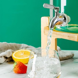 Beverage Dispenser,3.5 Gallon Glass Drink Dispenser with Stand,Stainless Steels Drink Dispenser Spigot,Drink Dispensers for Parties,Beverage Dispenser with Stand for Bars,Restaurants