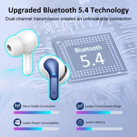 Wireless Earbuds, Bluetooth 5.3 Headphones in Ear with 4 ENC Mic, 2025 New Wireless Headphones Noise Cancelling Ear buds, 40Hrs Deep Bass Wireless Earphones IP7 Waterproof Earphones USB-C, LED Display