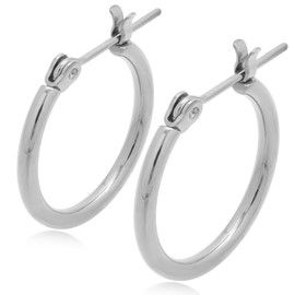 Adelina Style Women's Earrings, Popular, 0.08 inch (2 mm) Wide, Large Hoop Earrings, 1 Pair of Rings, Surgical Stainless Steel, Hypoallergenic, Stainless Steel, No Gemstone
